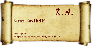 Kusz Anikó névjegykártya